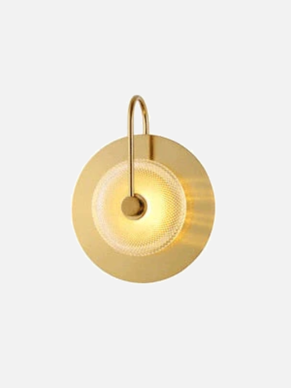 Contemporary Wall Light with Textured Green Glass and Gold Finish