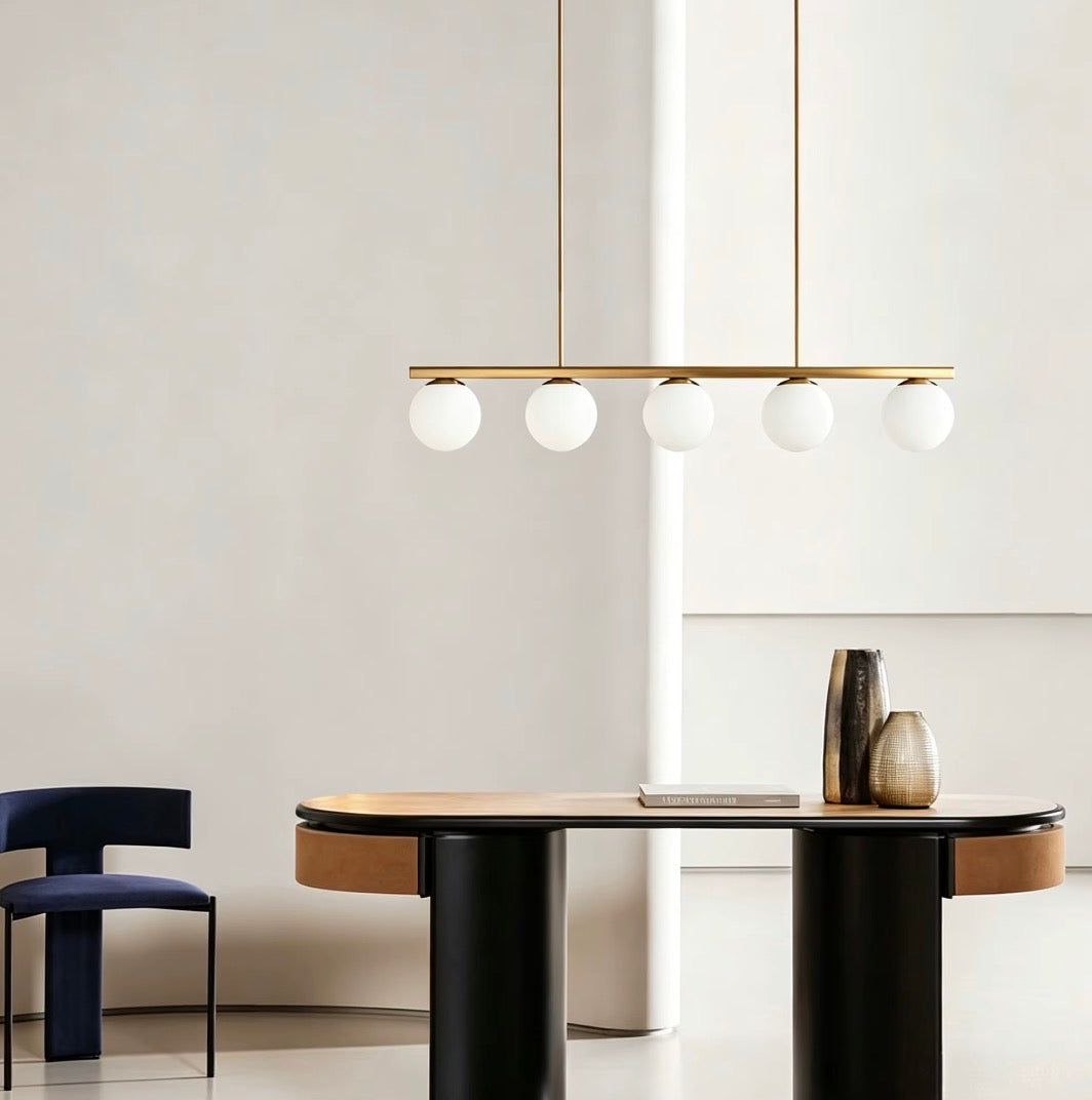 Modern Brass Or Black 5-Light Globe Pendant Chandelier