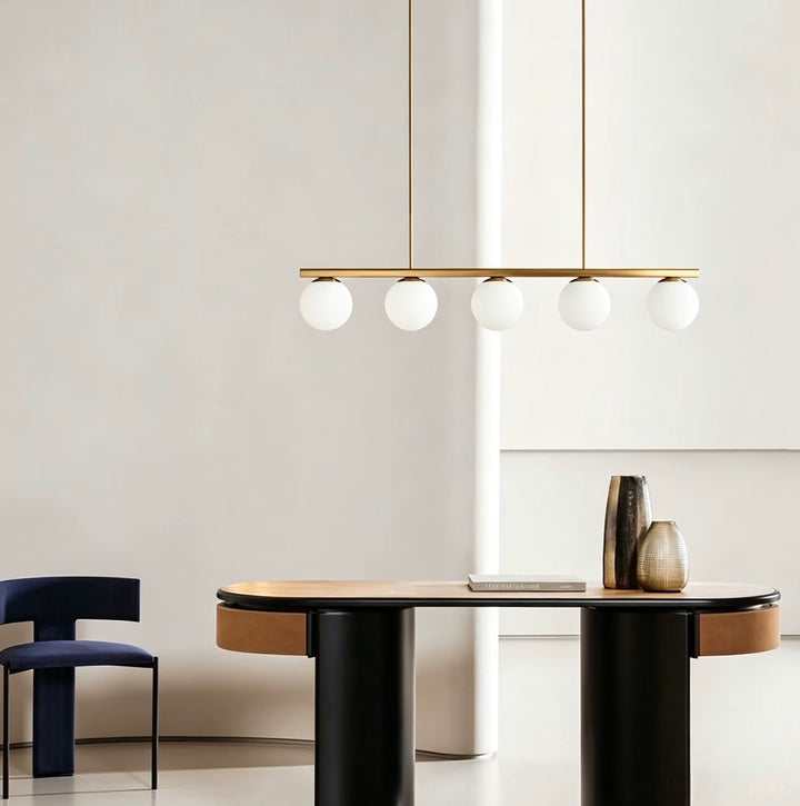 Modern Brass Or Black 5-Light Globe Pendant Chandelier