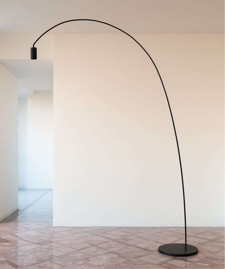 Minimalist Arched Floor Lamp in Black Finish
