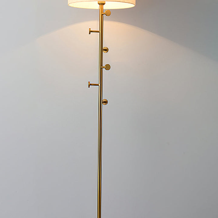 Brass Floor Lamp with Linen Drum Shade