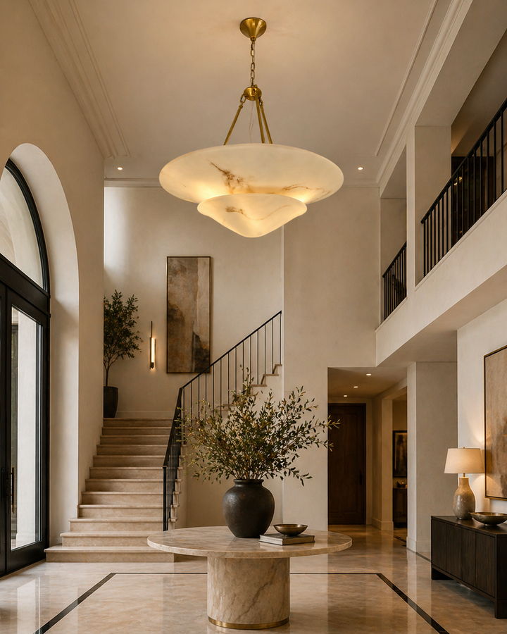 Vintage Artificial Marble Disc Pendant 60 cm