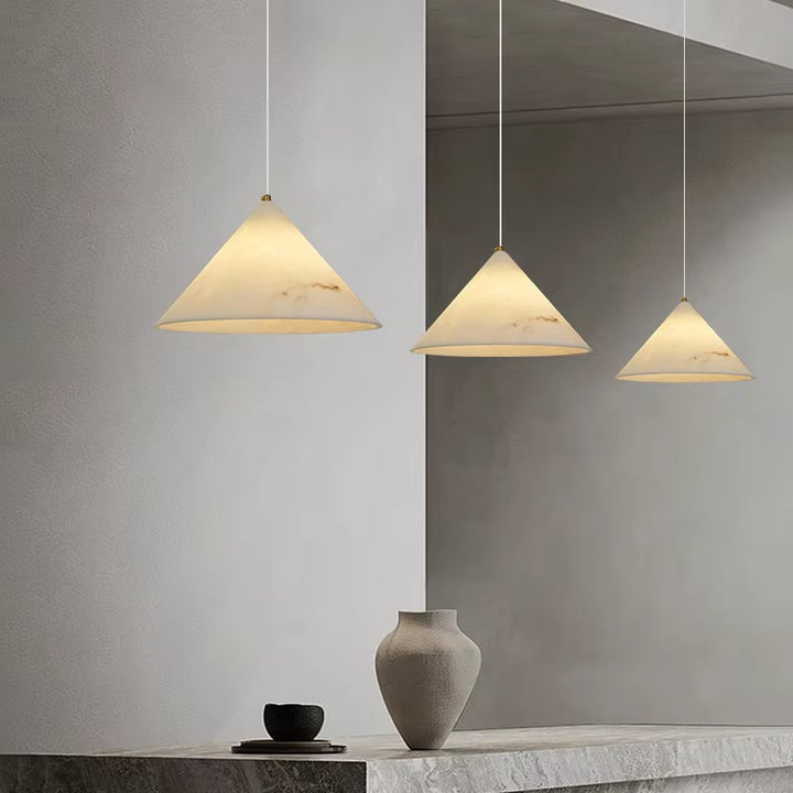 Modern Ivory Stone Cone Pendant Light