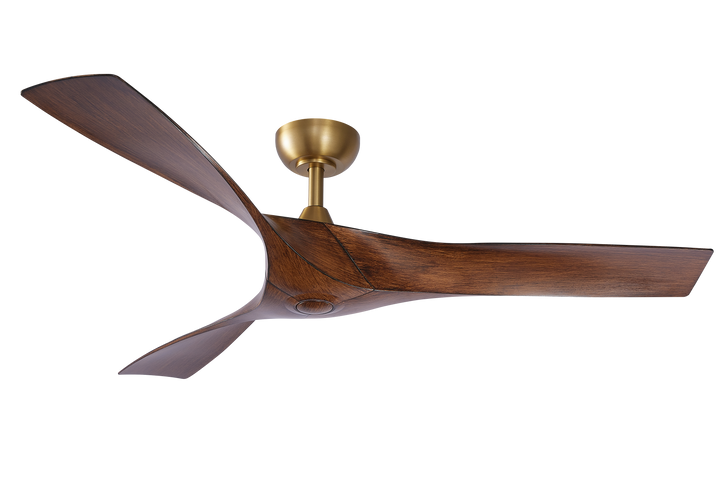 Modern Ceiling Fan with Wooden Blades and Gold Fixture