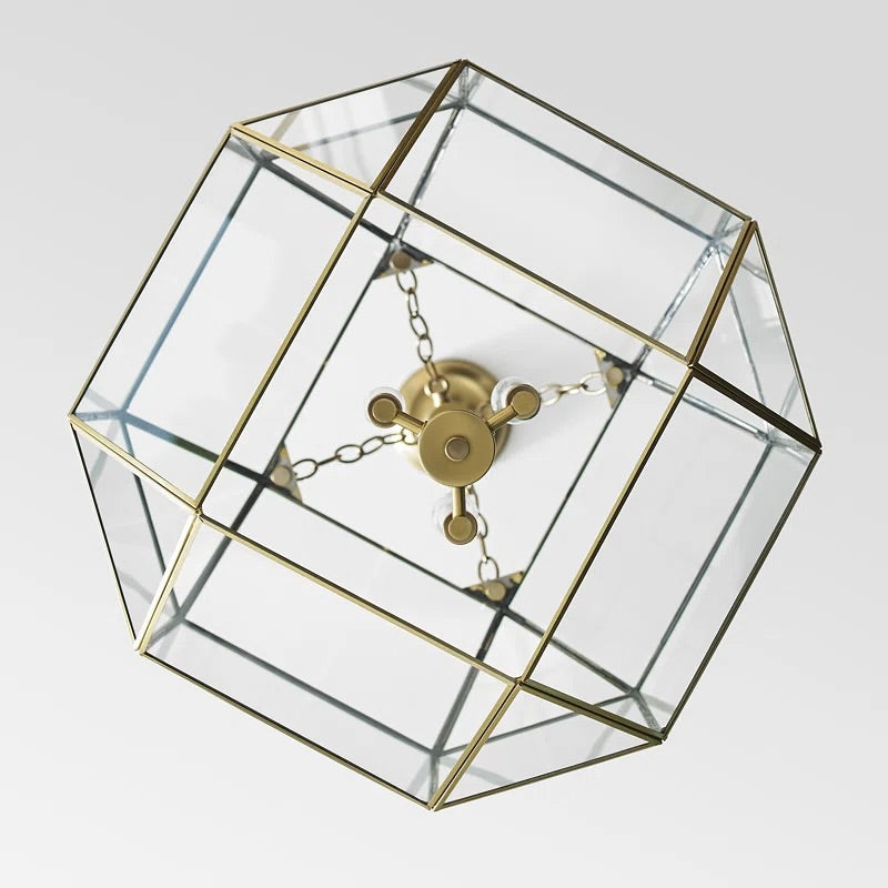 Geometric Pendant Light with Frosted Glass Panels