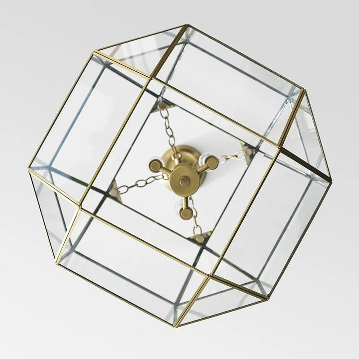 Geometric Pendant Light with Frosted Glass Panels