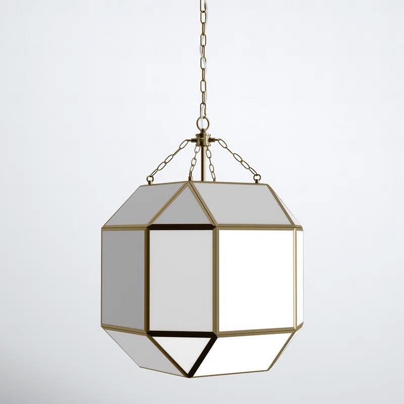 Geometric Pendant Light with Frosted Glass Panels