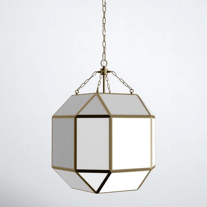 Geometric Pendant Light with Frosted Glass Panels