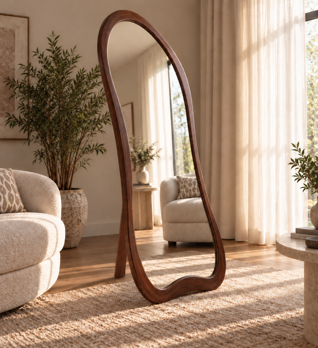 Mirror with Wooden Frame - Stand or Hang 180x80