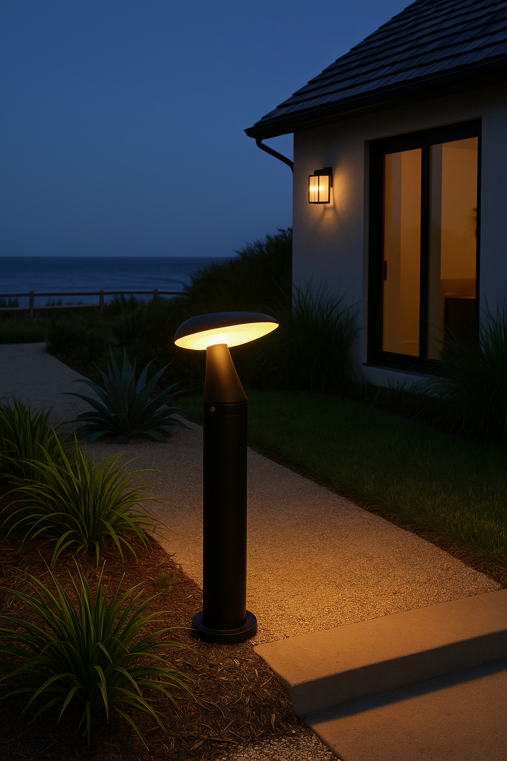 Modern Black LED Bollard Light