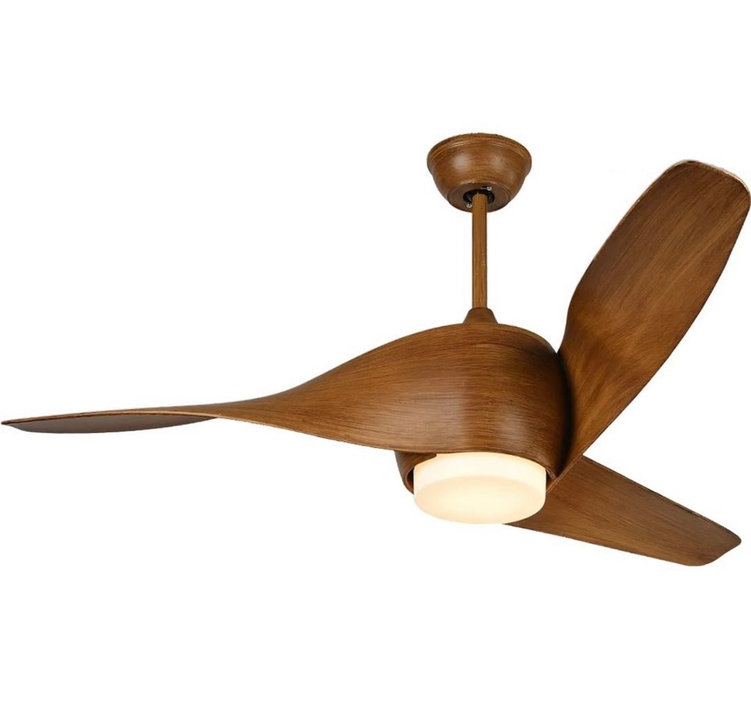 Modern Sculptural Ceiling Fan with Integrated Light, 52-inch
