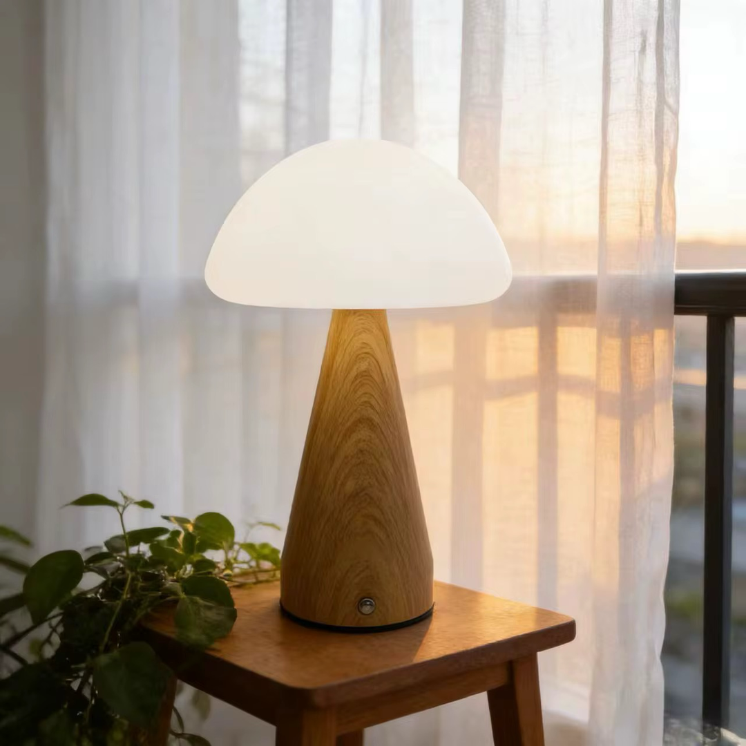 Wooden Color Rechargeable Table Lamp with acrylic head