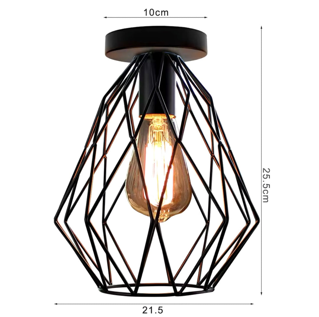 Industrial Triple Pendant Light with Geometric Shades