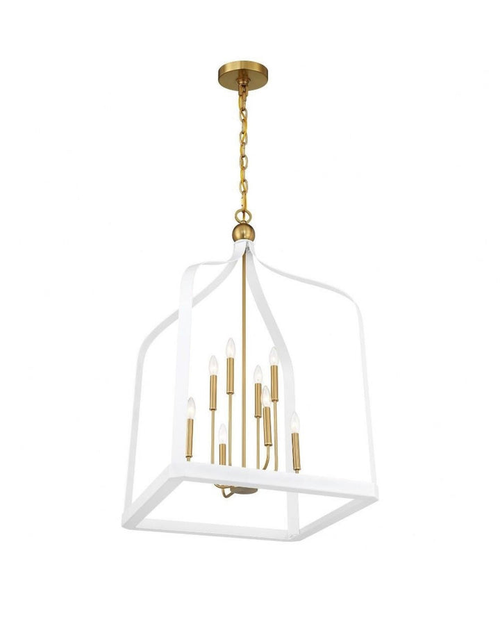 Elegant White and Gold Cage Chandelier