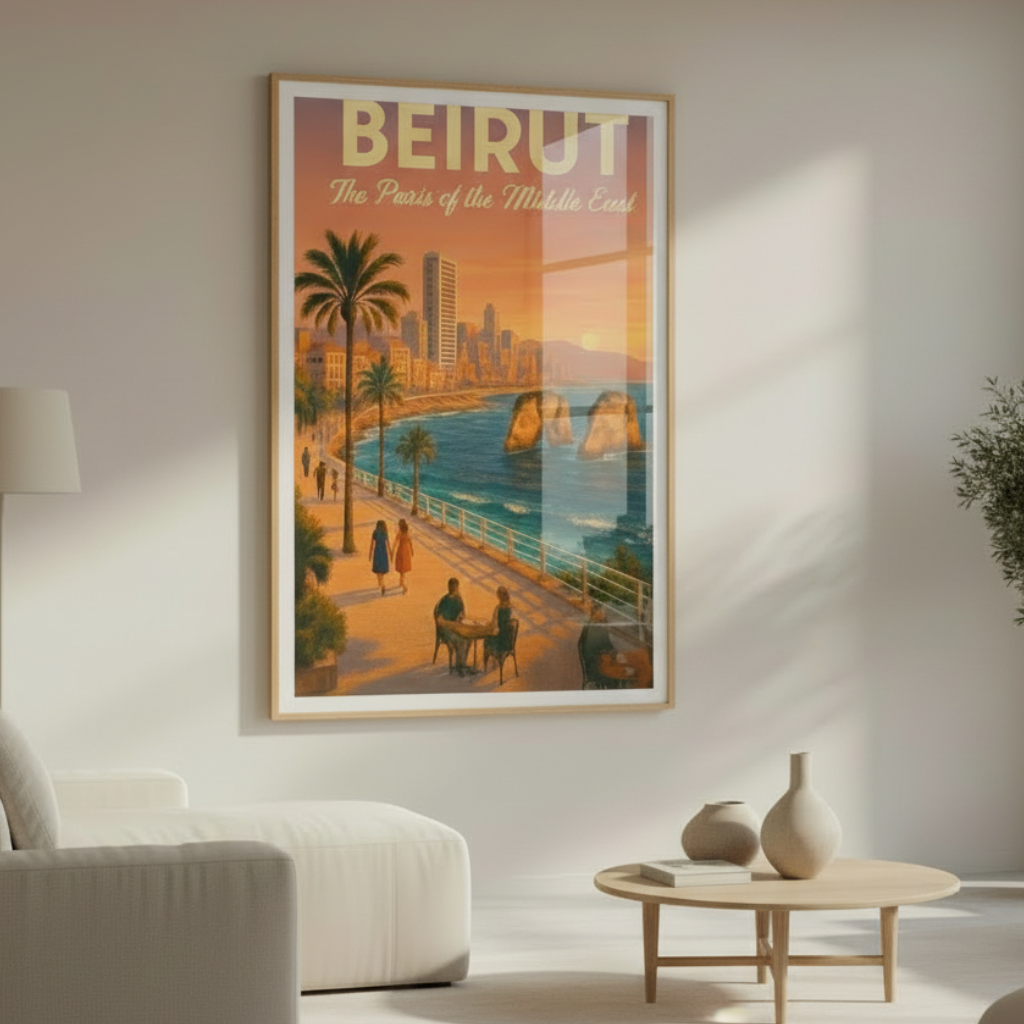 Beirut Vintage Travel Poster Canvas