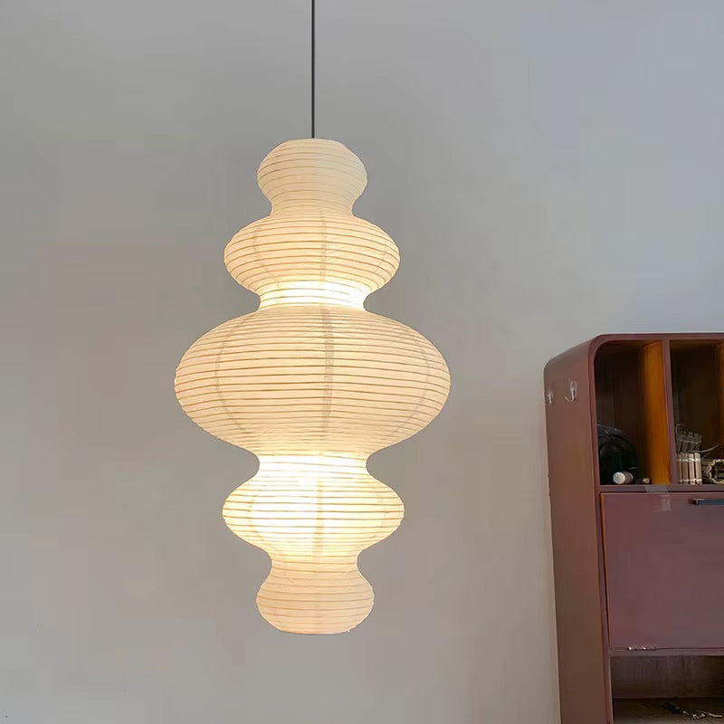 Sculptural Cream Paper Pendant Light