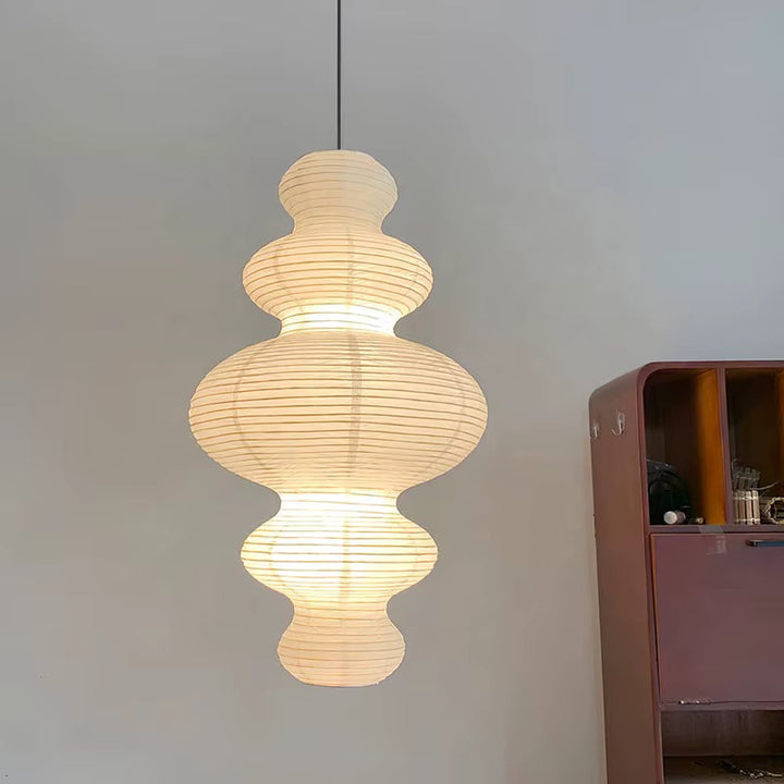 Sculptural Cream Paper Pendant Light