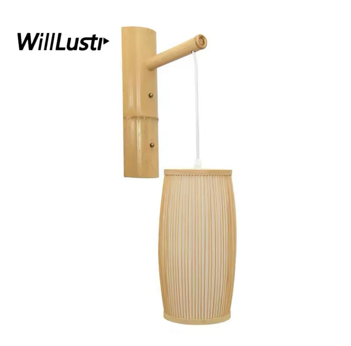 Wall Mounted Light with Bamboo Stripes Shade