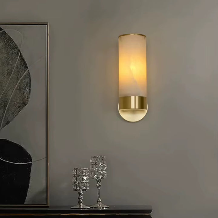 Modern Brass and Marble Effect Wall Sconce