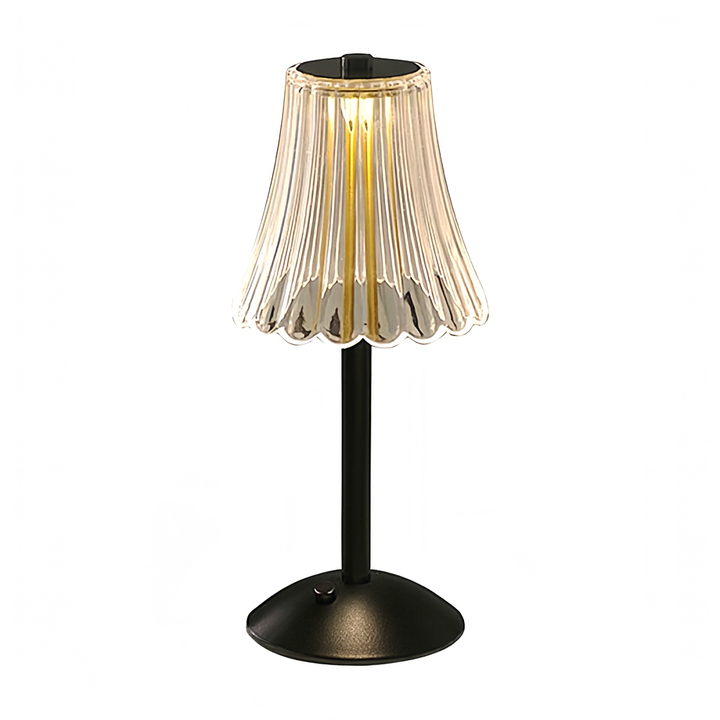 Wavy Glass Shade Rechargeable Gold Table Lamp