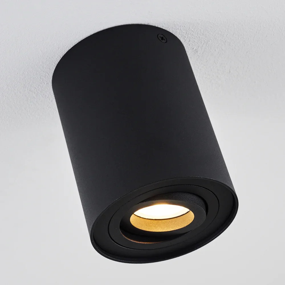 Modern Adjustable Black Cylinder Ceiling Spotlight