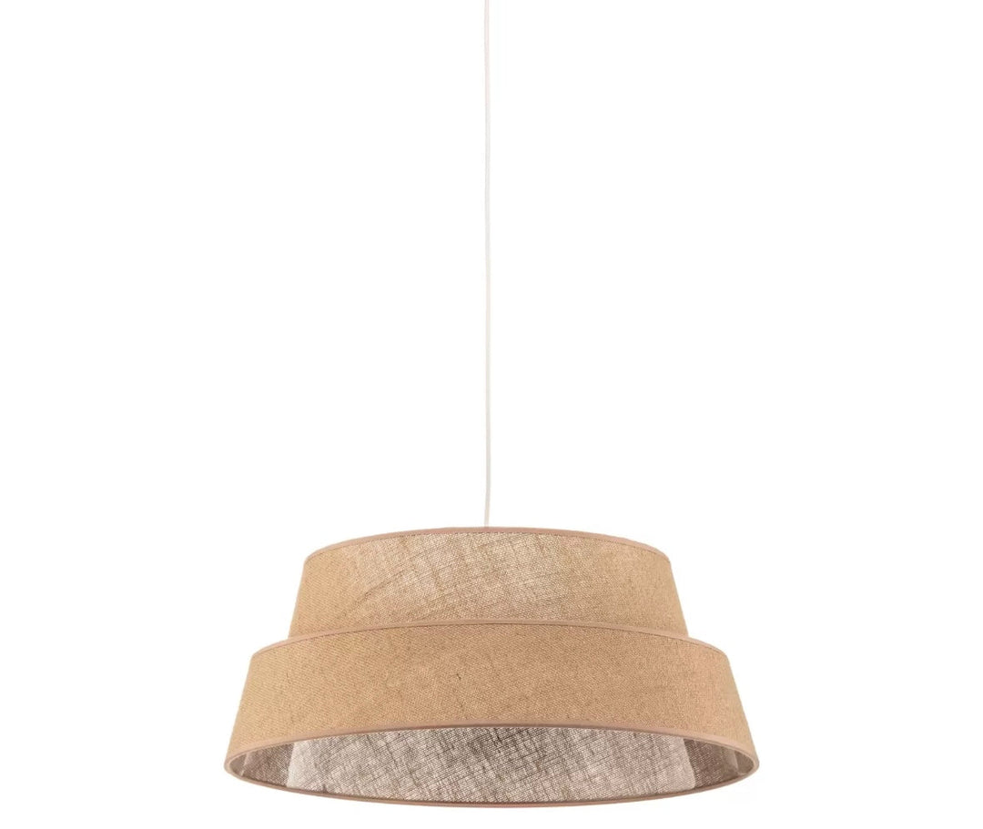 Rustic Pendant Light with Natural Fabric Shade