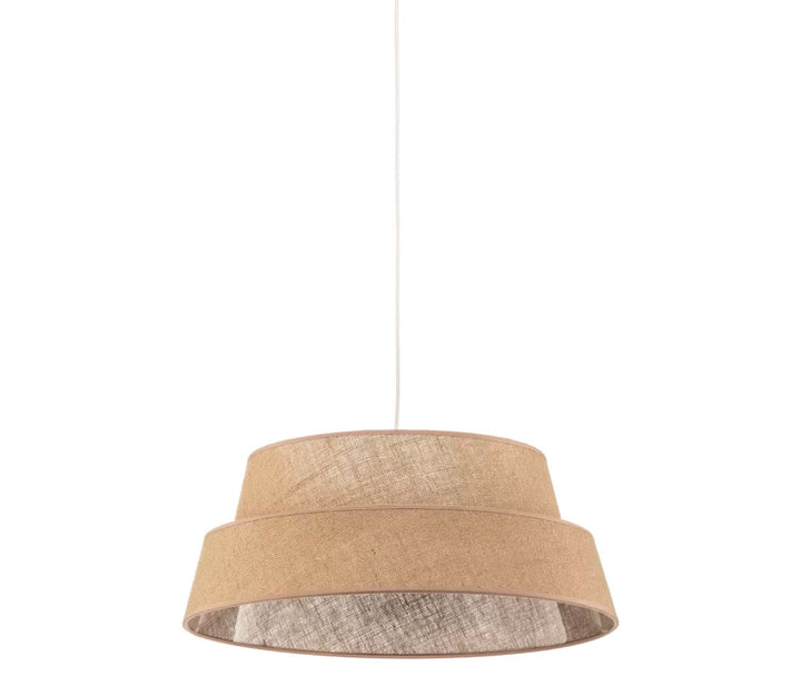 Rustic Pendant Light with Natural Fabric Shade