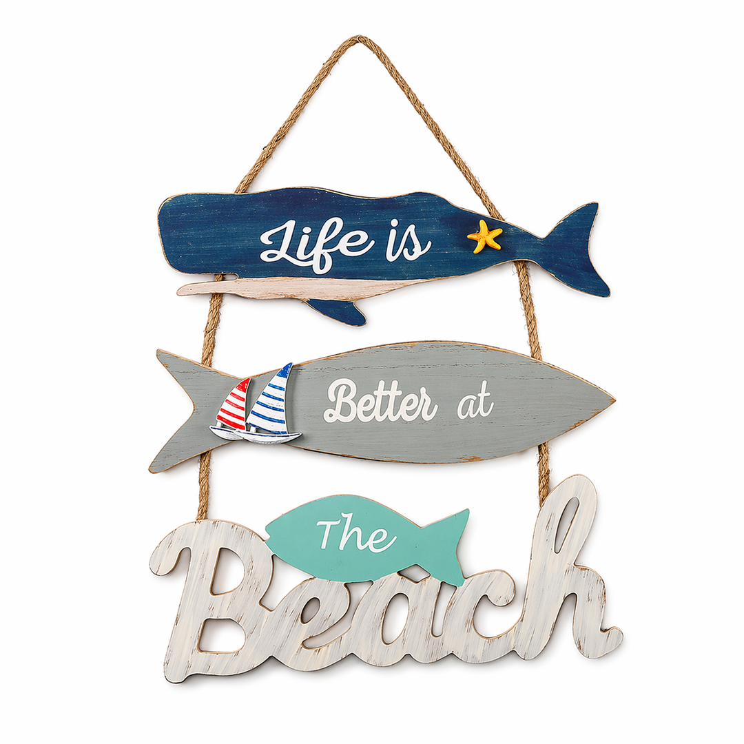Shoreline Bliss - Beach Quote (Life is better) Wooden Hanging Sign