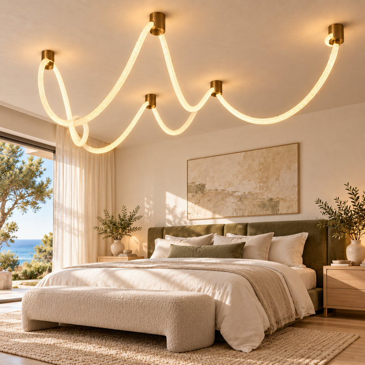 Modern Sculptural LED Wall Light in Black and Warm Gold