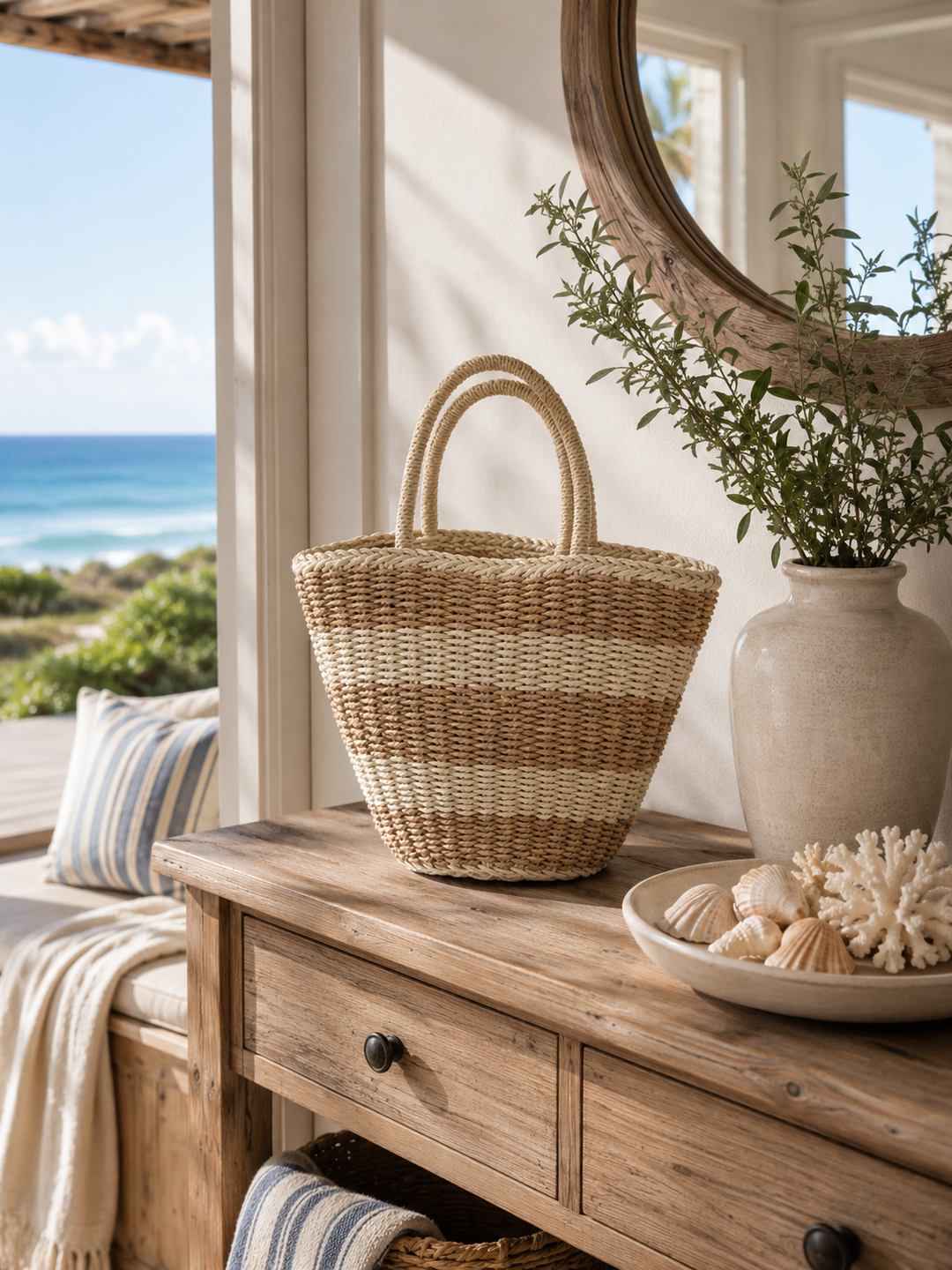 Fringed Woven Beach Tote