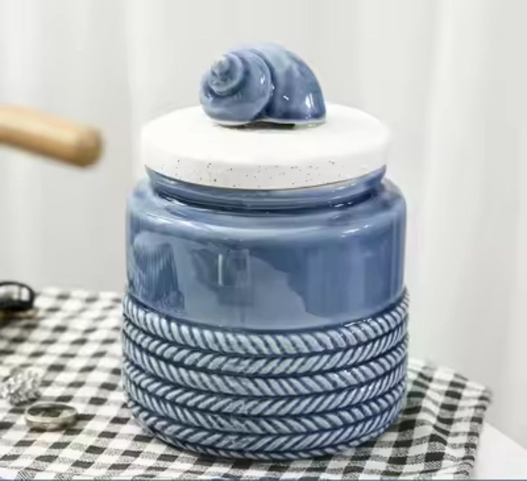 Ocean-Inspired Ceramic Jar Set of 3