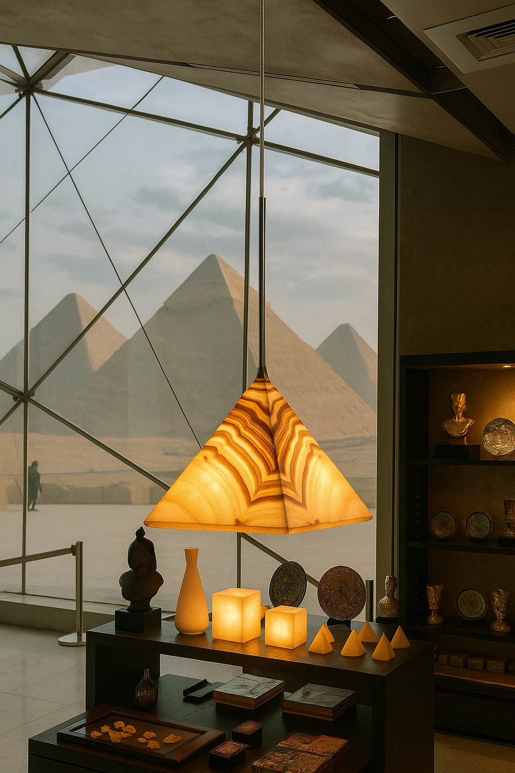 Warm Pyramid AlabasterPendant Light