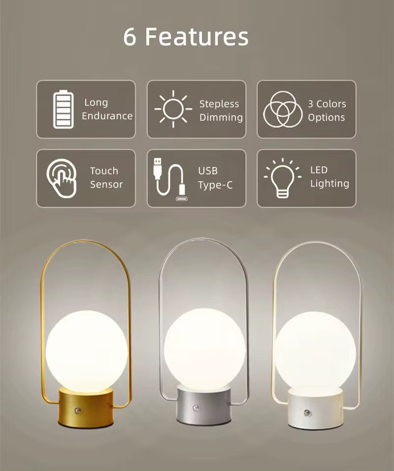 Modern Rechargeable LED Table Lamp - Touch Dimmable with USB-C Charging
