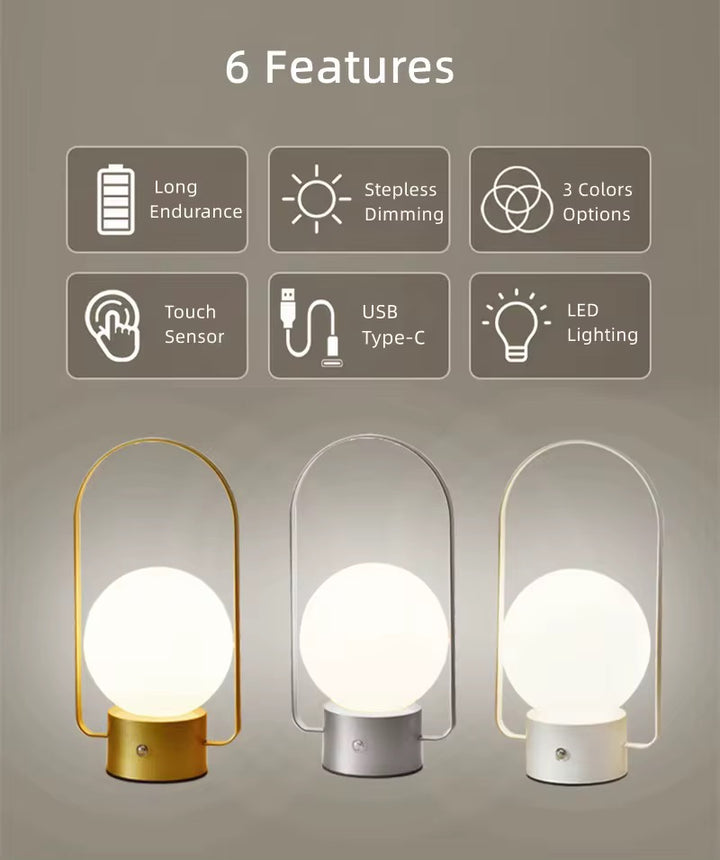 Modern Rechargeable LED Table Lamp - Touch Dimmable with USB-C Charging