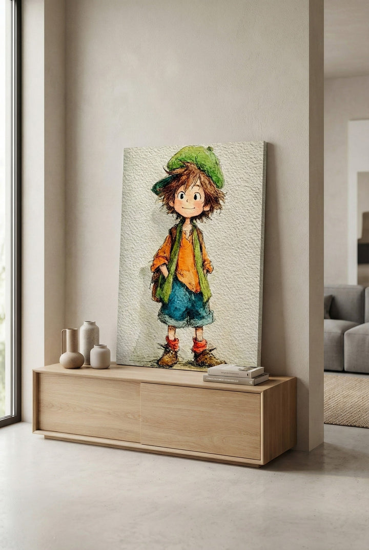 Cute Little Explorer Boy Canvas Art