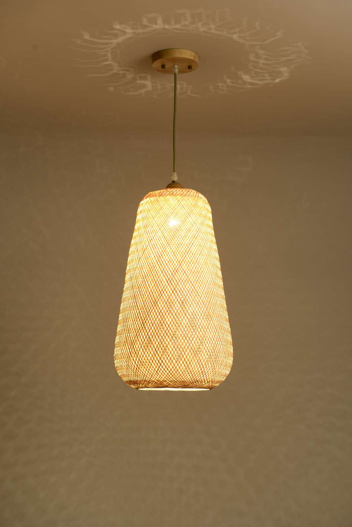 Triple Pendant Light with Woven Bamboo Shades