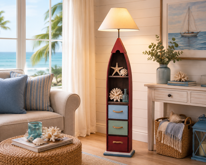Boat-Shaped Floor Lamp with Storage