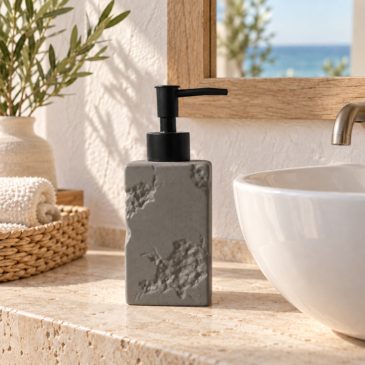 Textured White Bathroom Soap Dispenser