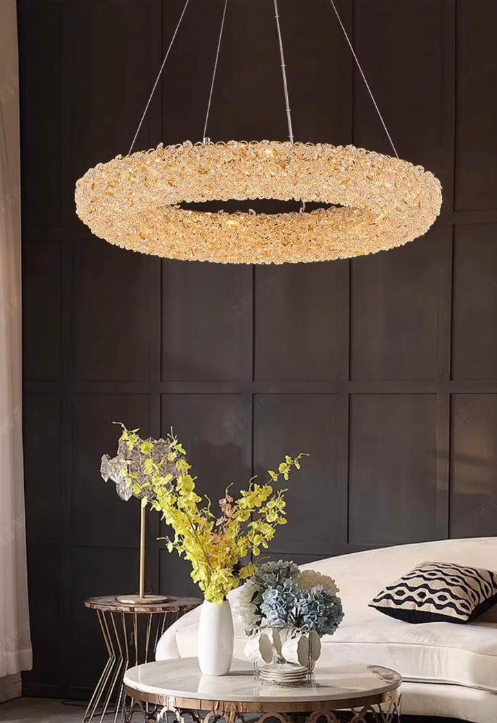 Crystal Ring Textured Pendant Light