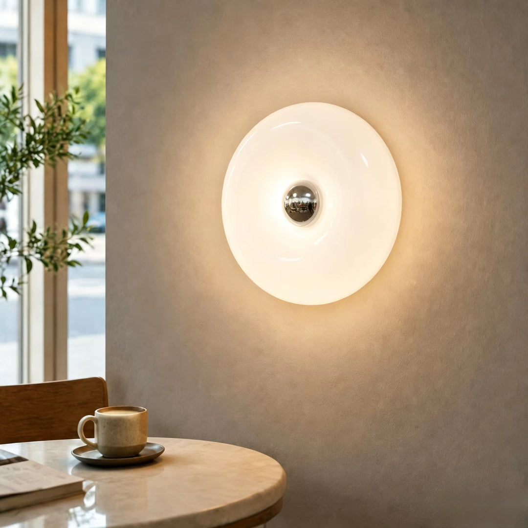 Orange Pink & white Sculptural Round Wall or table Light