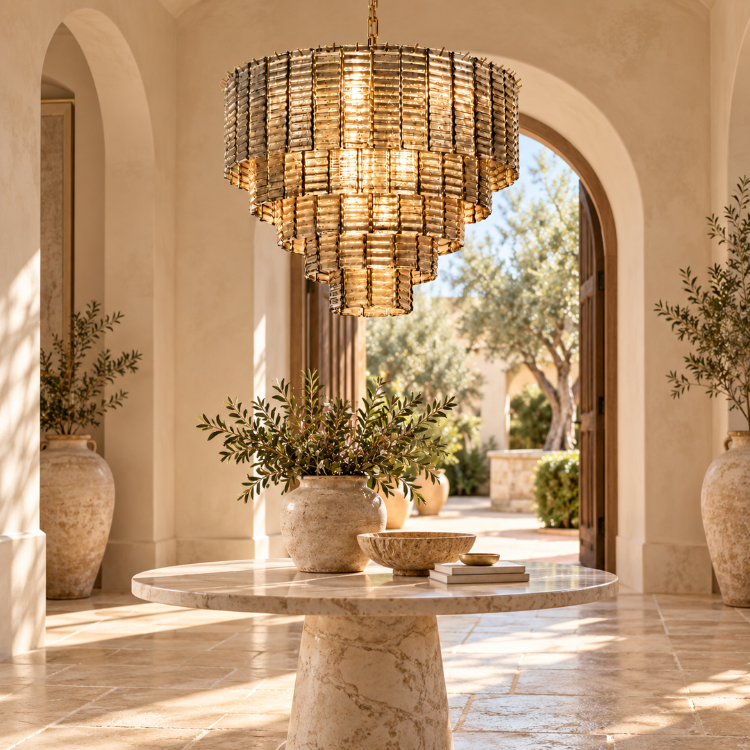 Silver Textured Crystal Chandelier