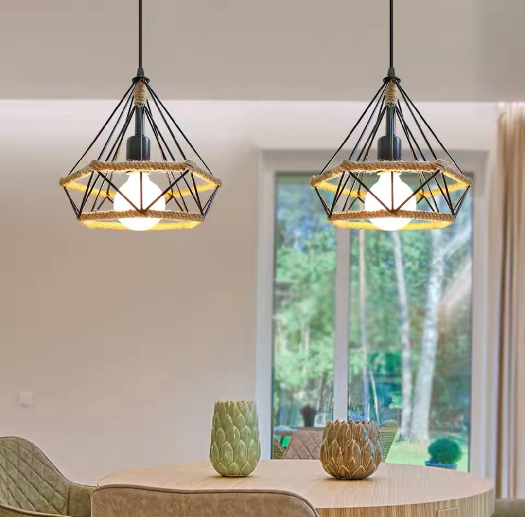 Modern Industrial Triple Pendant Light with Geometric Design