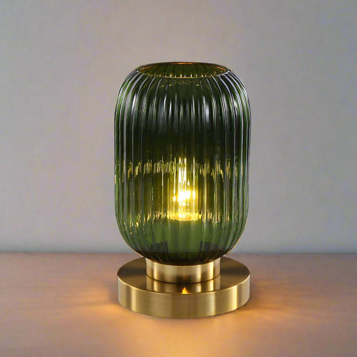 Modern Glass Table Lamp with Brass Base