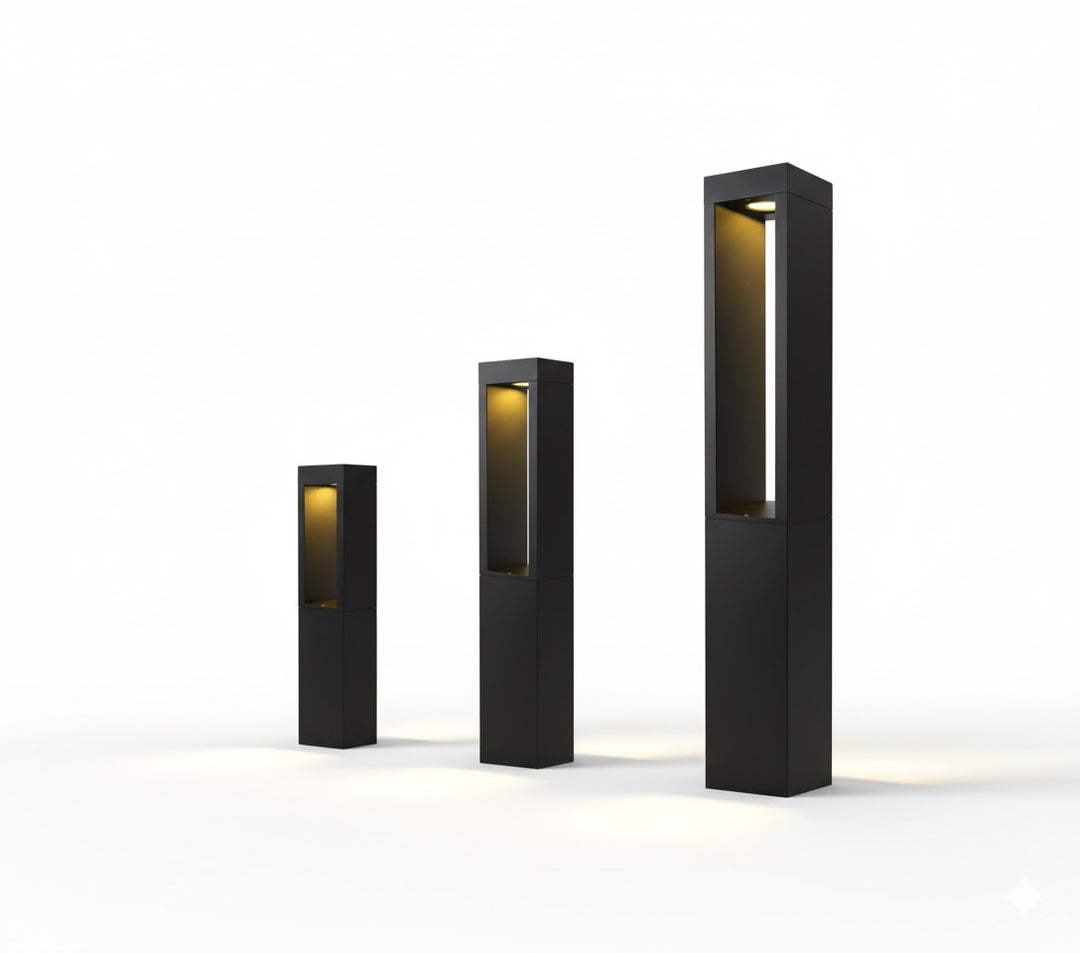 Modern Black LED Bollard Light - Outdoor Pathway Lighting