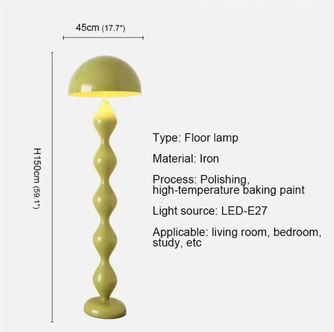 Sculptural Olive Green Dome Floor Lamp