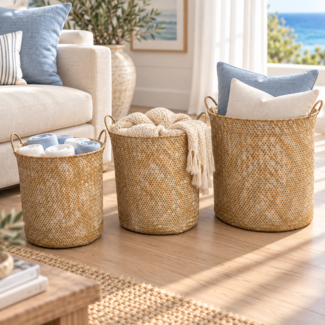 Woven Natural-Fiber Laundry Basket