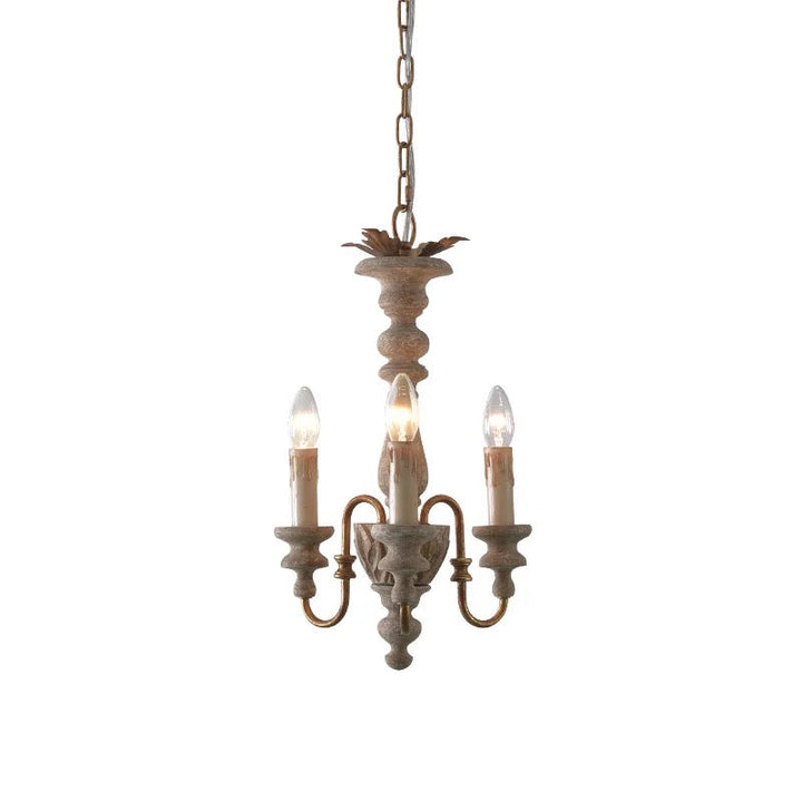 Vintage Candle-Style Chandelier with Distressed Finish