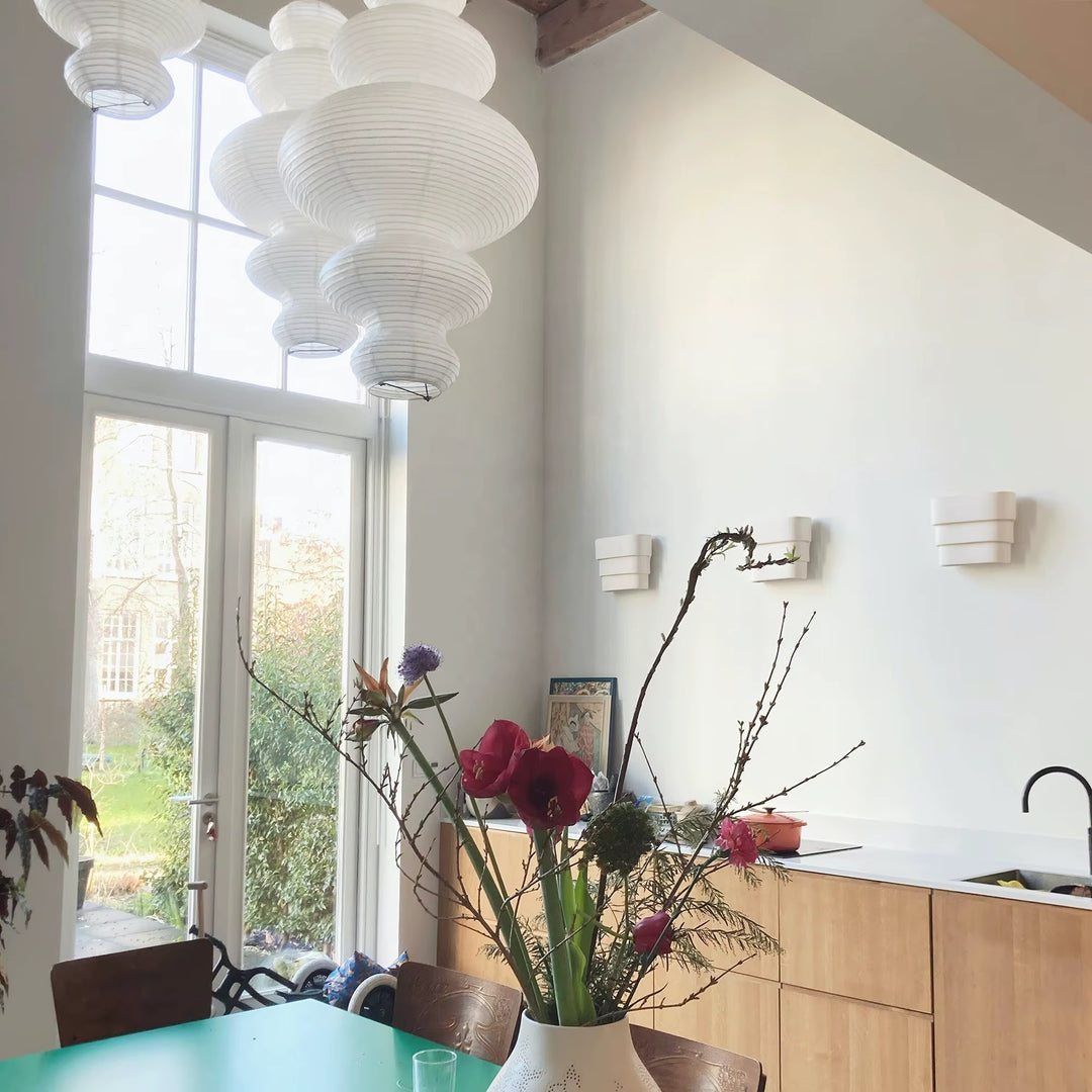 Sculptural Cream Paper Pendant Light
