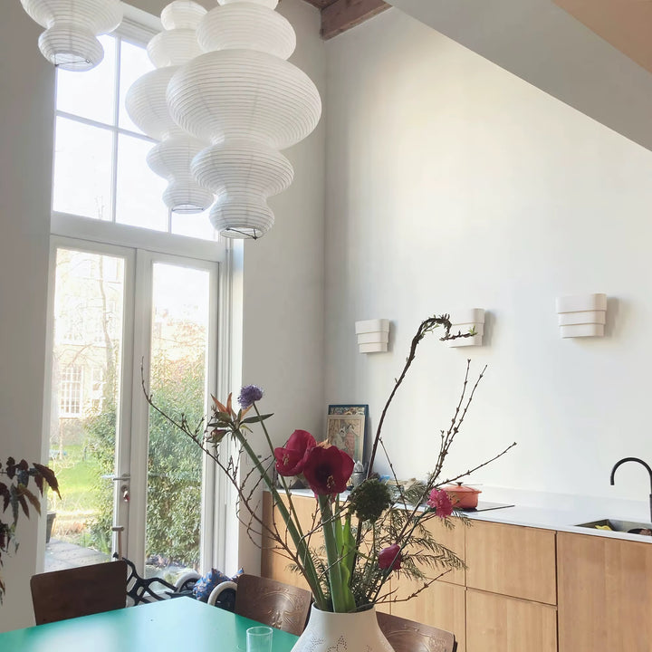 Sculptural Cream Paper Pendant Light