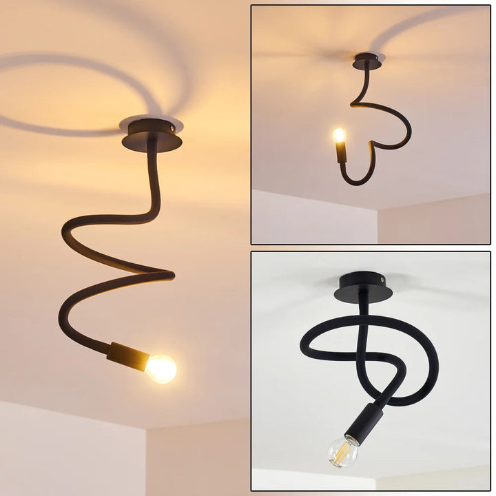 Modern Black Spiral Ceiling Light